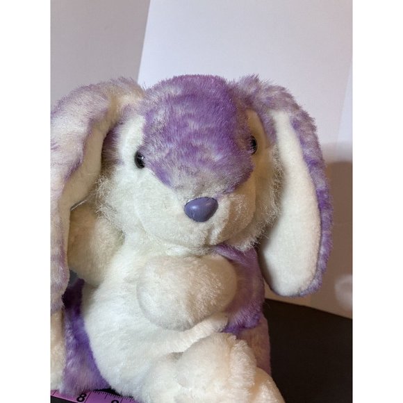 VTG T L Toys Frosted Lavender Easter Bunny Soft Plush Stuffed Leather Feet Nose - Picture 15 of 16